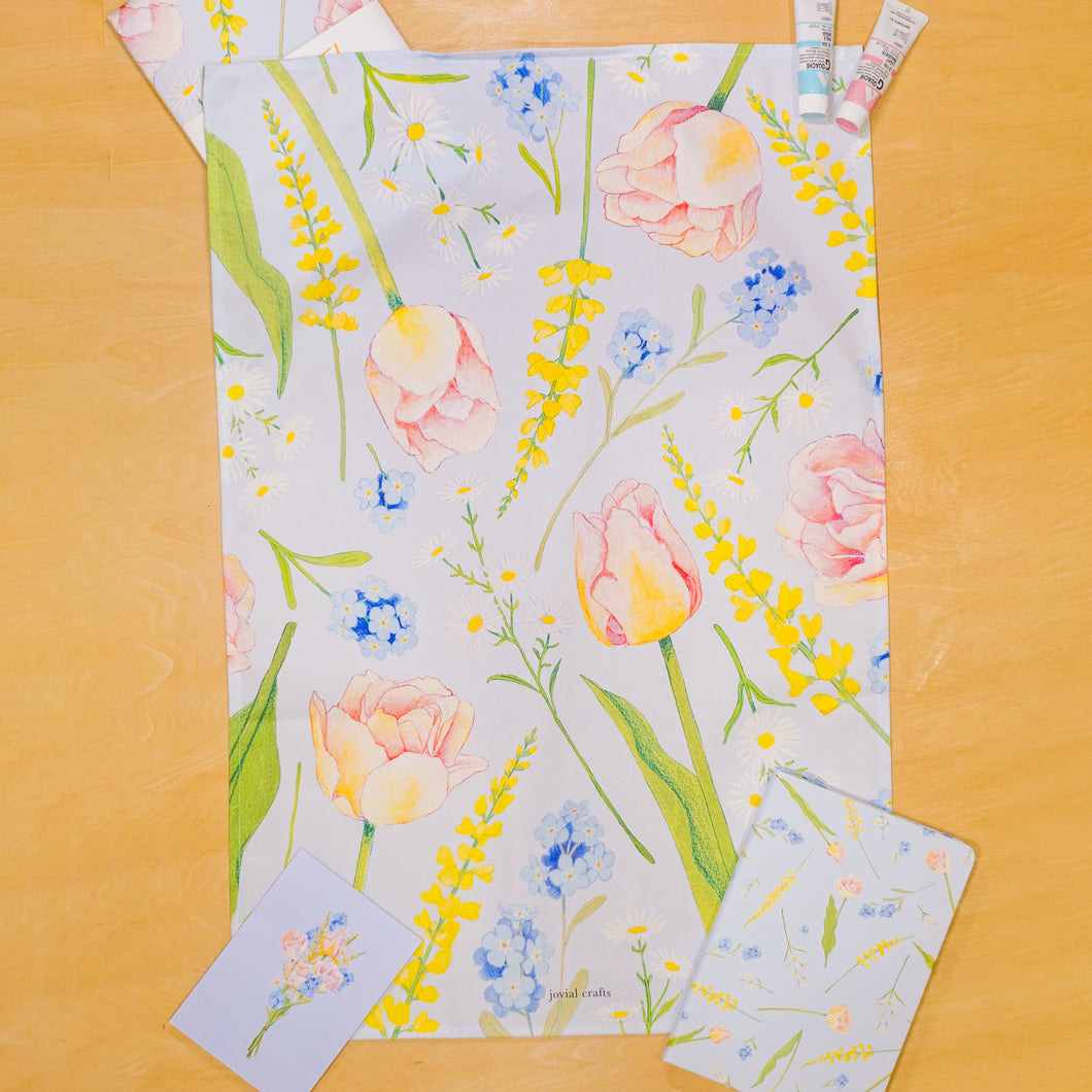 Soft Blooms Tea Towel